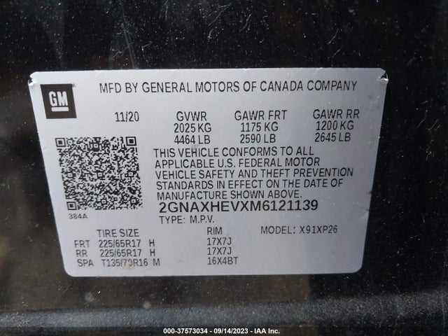 Chevrolet EQUINOX LS 2021 2GNAXHEVXM6121139 Image 9
