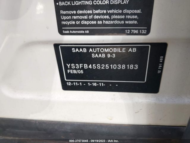 2005 SAAB 9-3 YS3FB45S251038183 Photo 8