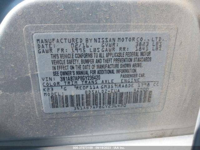3N1AB7AP8GY236420 Nissan Sentra Sr/sl/s/sv/fe+ S