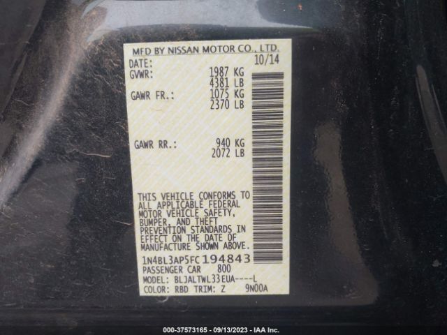 1N4BL3AP5FC194843 Nissan Altima 3.5 Sl