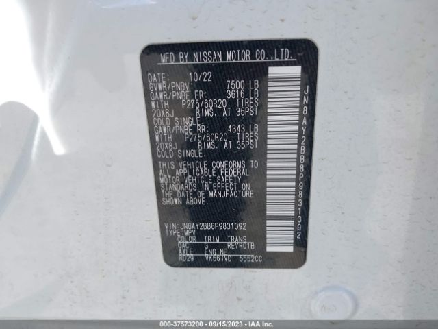 JN8AY2BB8P9831392 Nissan Armada Sl