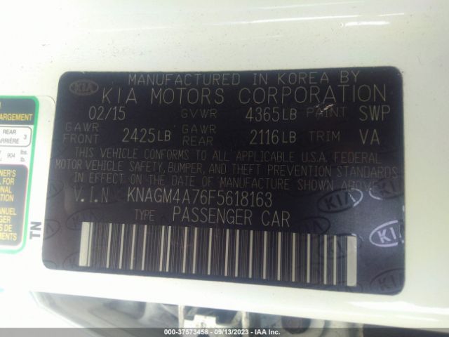 KNAGM4A76F5618163 KIA Optima Lx