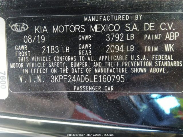 3KPF24AD6LE160795 KIA FORTE FE