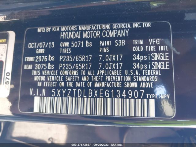 5XYZTDLBXEG134907 Hyundai Santa Fe Sport 2.4l