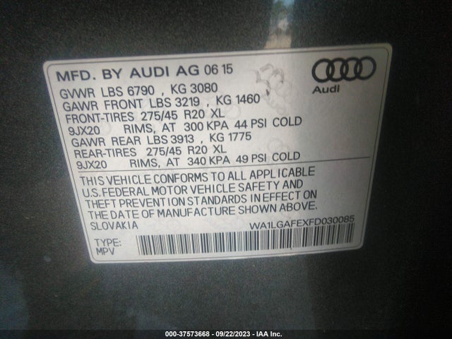 2015 AUDI Q7 WA1LGAFEXFD030085 Photo 8