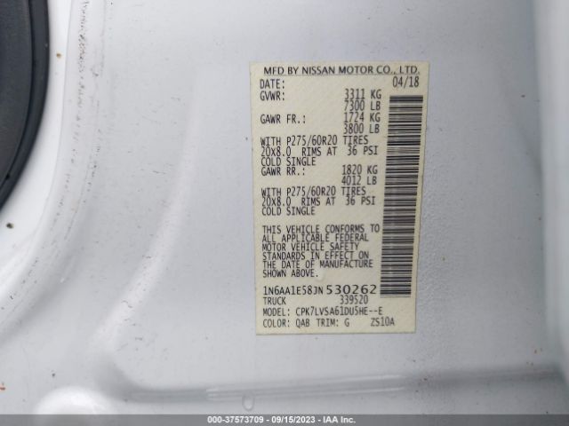 1N6AA1E58JN530262 Nissan Titan Sl