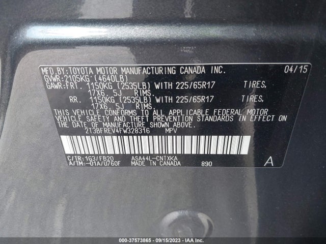 Toyota RAV4 LE 2015 2T3BFREV4FW328316 Image 15