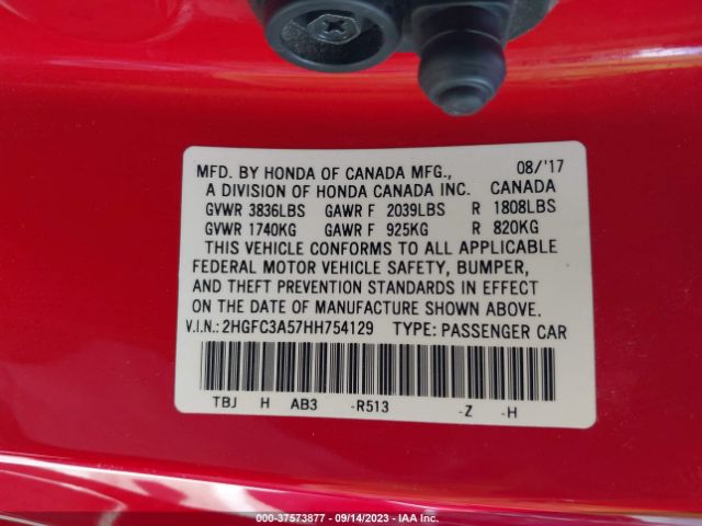 2HGFC3A57HH754129 Honda Civic Coupe Si