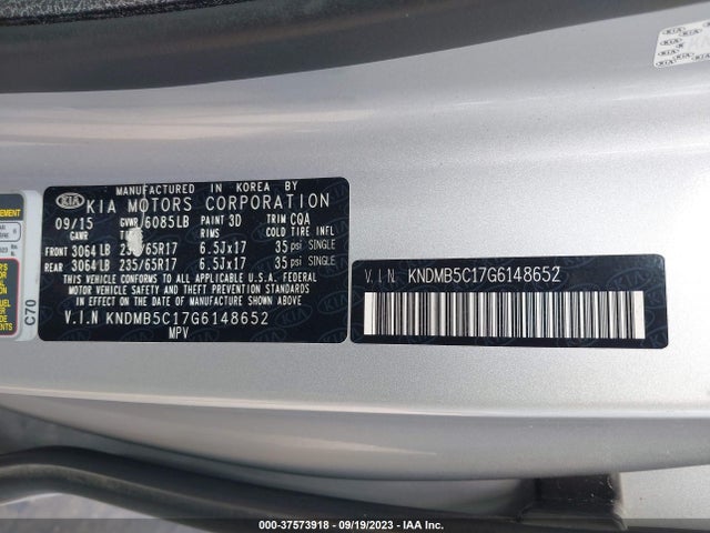 KIA SEDONA LX 2016 KNDMB5C17G6148652 Image 10