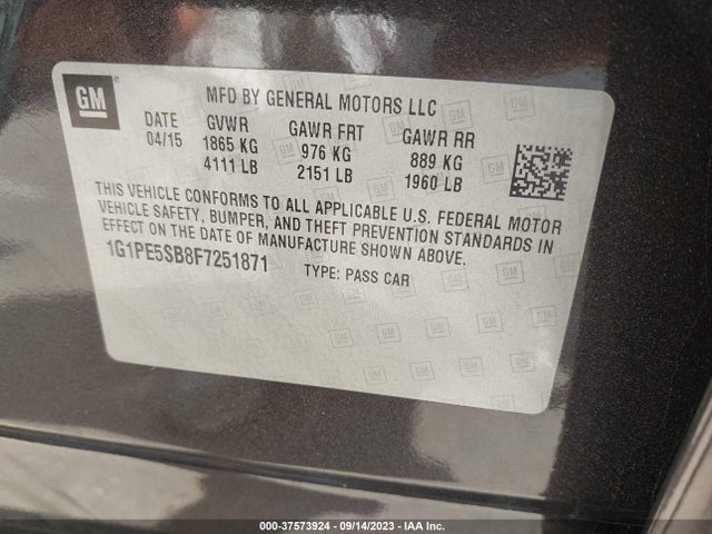 Chevrolet CRUZE LT 2015 1G1PE5SB8F7251871 Image 9