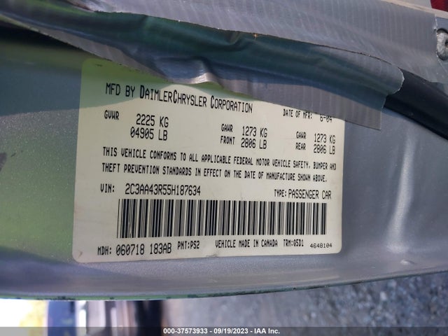 2005 CHRYSLER 300 300 VIN: 2C3AA43R55H187634