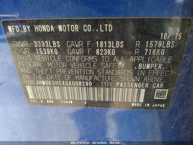 JHMGK5H5XGX008290 Honda FIT LX