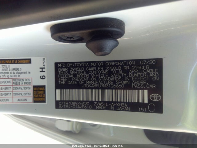 Toyota Prius L 2021 JTDKAMFU7M3126660 Image 9