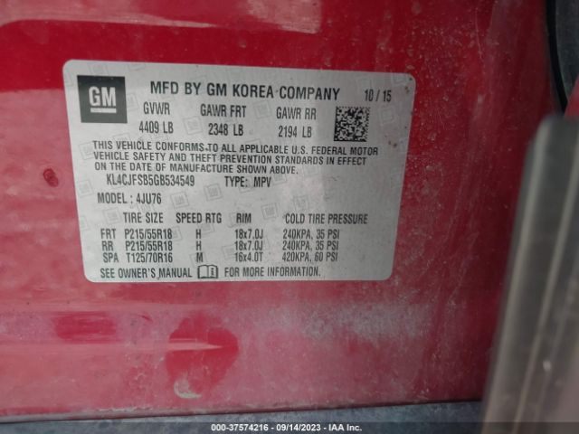 KL4CJFSB5GB534549 Buick Encore Convenience