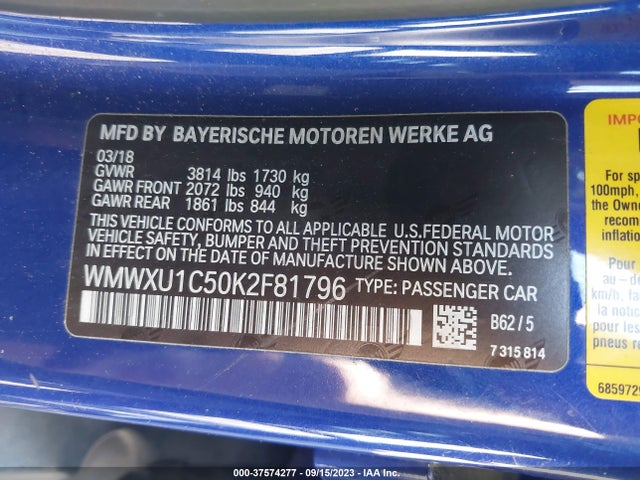 2019 MINI HARDTOP WMWXU1C50K2F81796 Photo 8