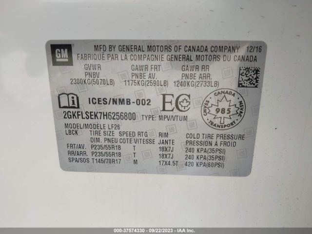 2GKFLSEK7H6256800 GMC Terrain Sle