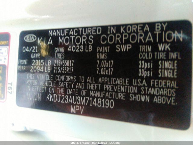 KNDJ23AU3M7148190 KIA SOUL S