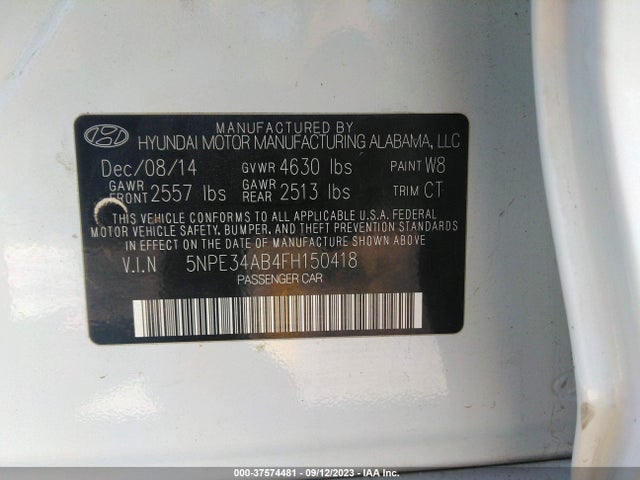 Hyundai Sonata 2.0t Limited 2015 5NPE34AB4FH150418 Image 11