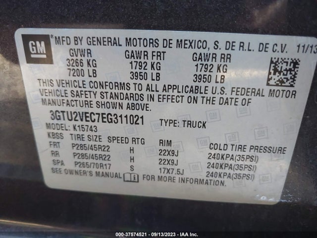 GMC Sierra 1500 Slt 2014 3GTU2VEC7EG311021 Image 9