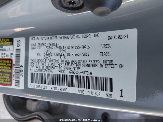 Toyota 2gr-fks 2021 5TFCZ5AN0MX263046 Image 21
