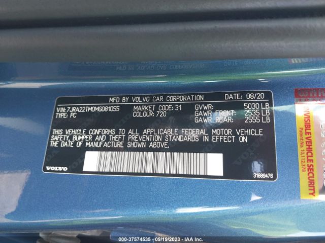 7JRA22TM0MG081055 Volvo S60 T6 R-design