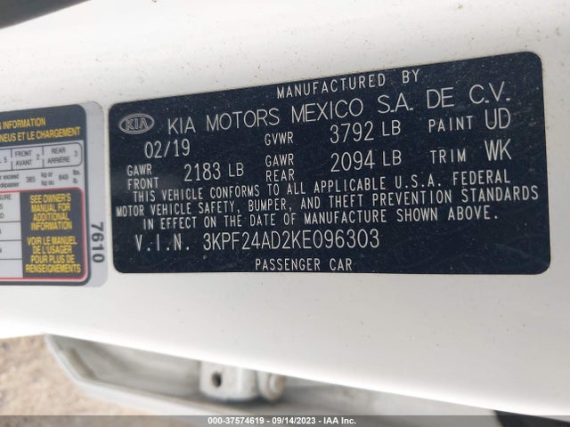KIA Forte Lxs 2019 3KPF24AD2KE096303 Image 9