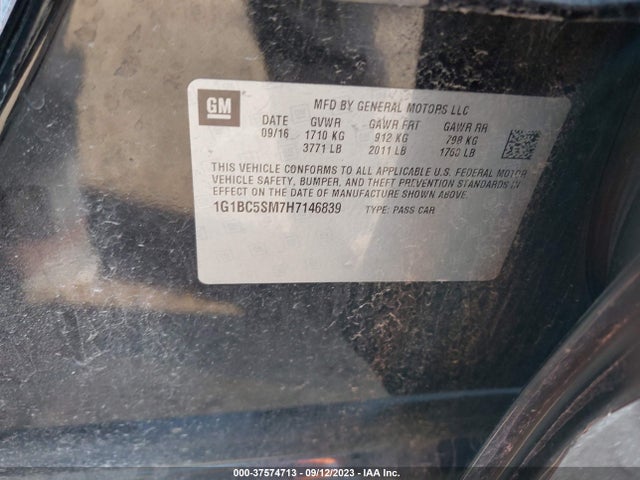 Chevrolet CRUZE LS 2017 1G1BC5SM7H7146839 Image 9
