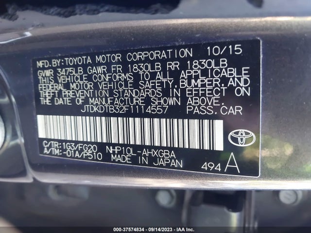 Toyota Prius C One/two/three/four 2015 JTDKDTB32F1114557 Image 9