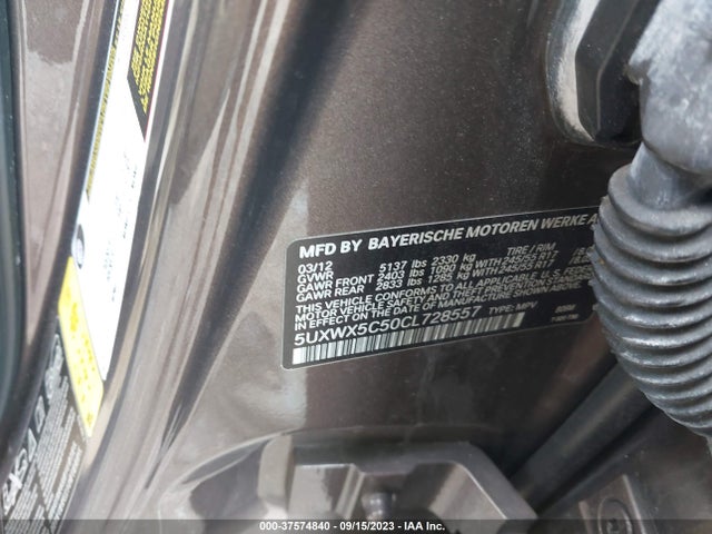 2012 BMW X3 XDRIVE28I VIN: 5UXWX5C50CL728557