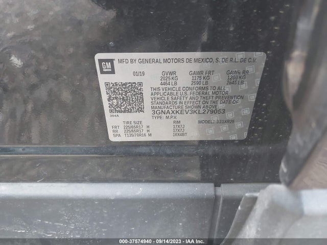 Chevrolet EQUINOX LT 2019 3GNAXKEV3KL279053 Image 9