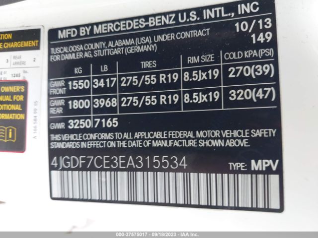 4JGDF7CE3EA315534 Mercedes-Benz Gl-class Gl 450
