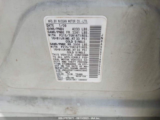 2009 NISSAN ROGUE JN8AS58T19W052990 Photo 8