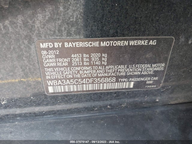 2013 BMW 3 SERIES 328I VIN: WBA3A5C54DF356868