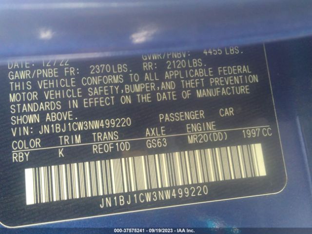 JN1BJ1CW3NW499220 Nissan Rogue Sport Sl
