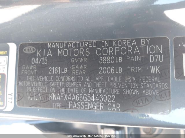 KNAFX4A66G5443022 KIA FORTE LX