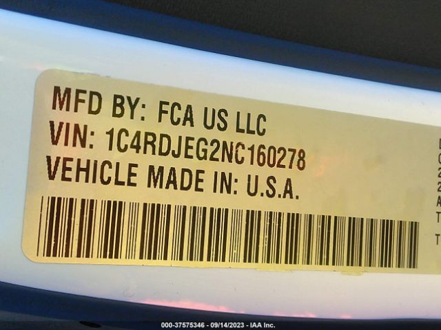 1C4RDJEG2NC160278 Dodge Durango Citadel