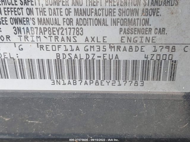 3N1AB7AP8EY217783 Nissan Sentra S/fe+ S/sv/fe+ Sv/sr/sl