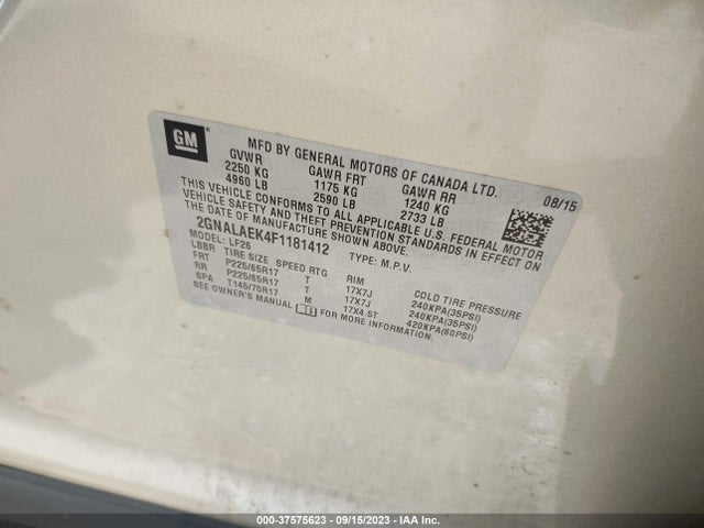 Chevrolet EQUINOX LS 2015 2GNALAEK4F1181412 Image 9