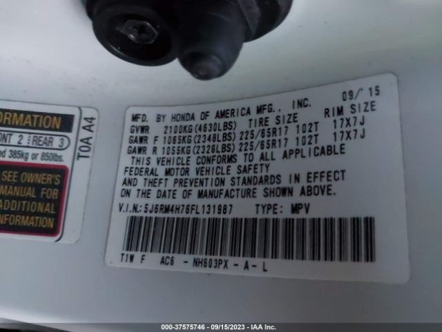 5J6RM4H76FL131987 Honda Cr-v Ex-l