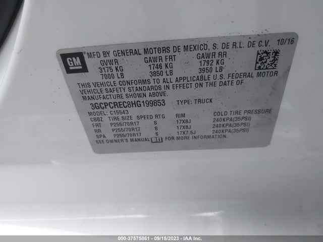 Chevrolet Silverado 1500 Lt 2017 3GCPCREC8HG199853 Image 9