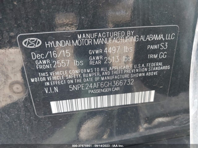 Hyundai Sonata 2.4l Se 2016 5NPE24AF6GH366732 Image 15