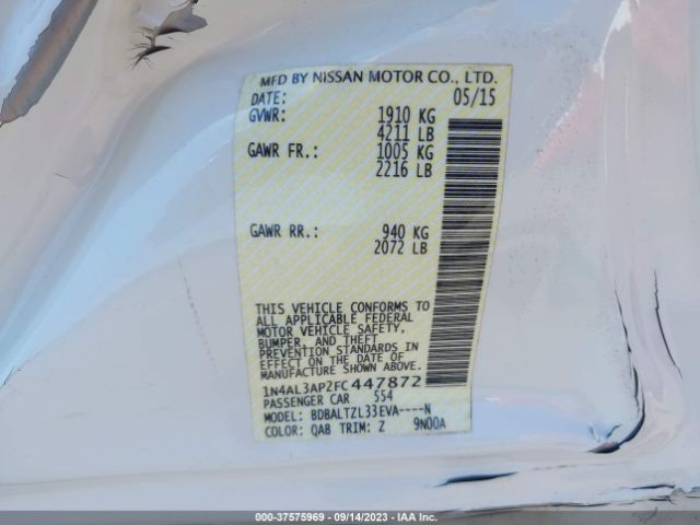 1N4AL3AP2FC447872 Nissan Altima 2.5 Sl