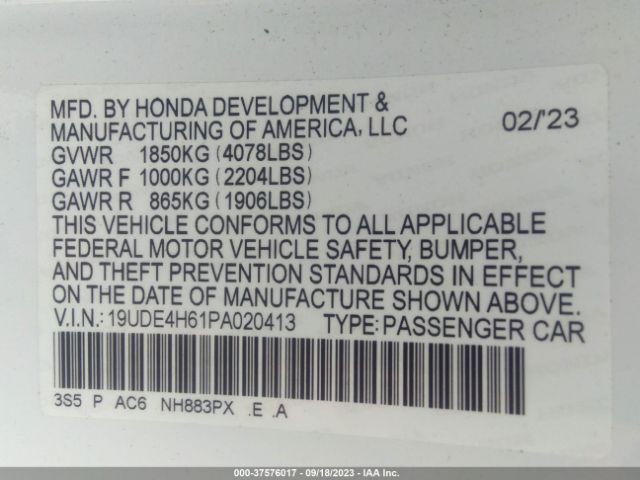19UDE4H61PA020413 Acura Integra W/a-spec Tech Package