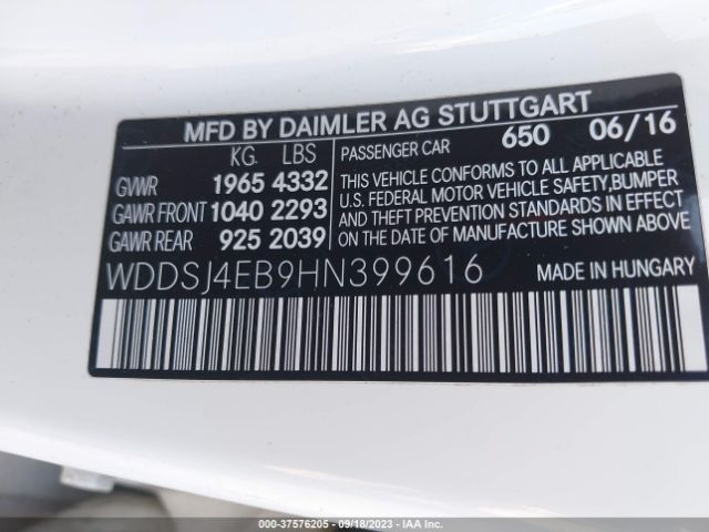 WDDSJ4EB9HN399616 Mercedes-Benz Cla Cla 250