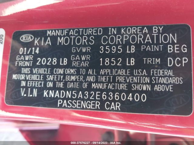 KNADN5A32E6360400 KIA RIO EX