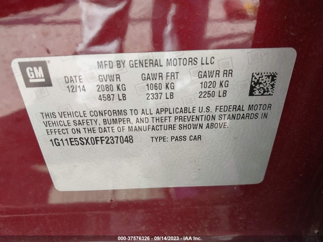 Chevrolet Malibu 3lt 2015 1G11E5SX0FF237048 Image 9