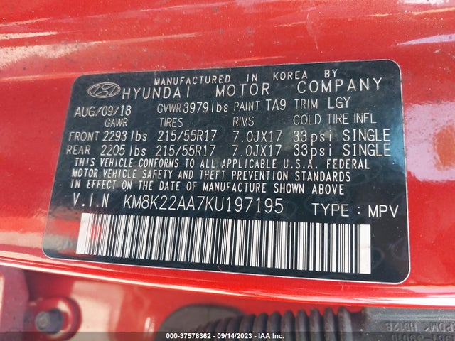 Hyundai Kona Sel 2019 KM8K22AA7KU197195 Image 9