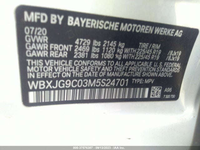 BMW X1 Xdrive28i 2021 WBXJG9C03M5S24701 Image 9