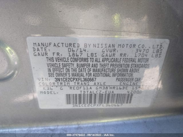 3N1CE2CPXFL360667 Nissan Versa Note S Plus