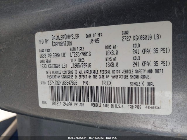 2006 MITSUBISHI RAIDER DURO CROSS VIN: 1Z7HT32N16S547820